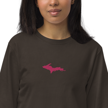 Michigan Upper Peninsula Sweatshirt (w/ Embroidered Pink UP Outline) | Unisex Organic