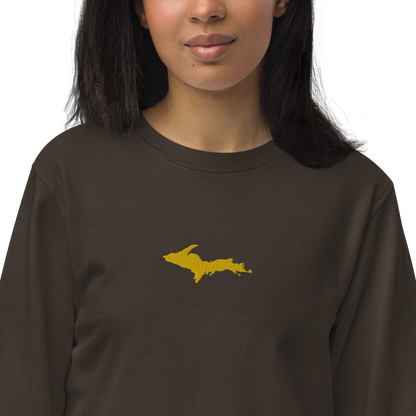 Michigan Upper Peninsula Sweatshirt (w/ Embroidered Gold UP Outline) | Unisex Organic