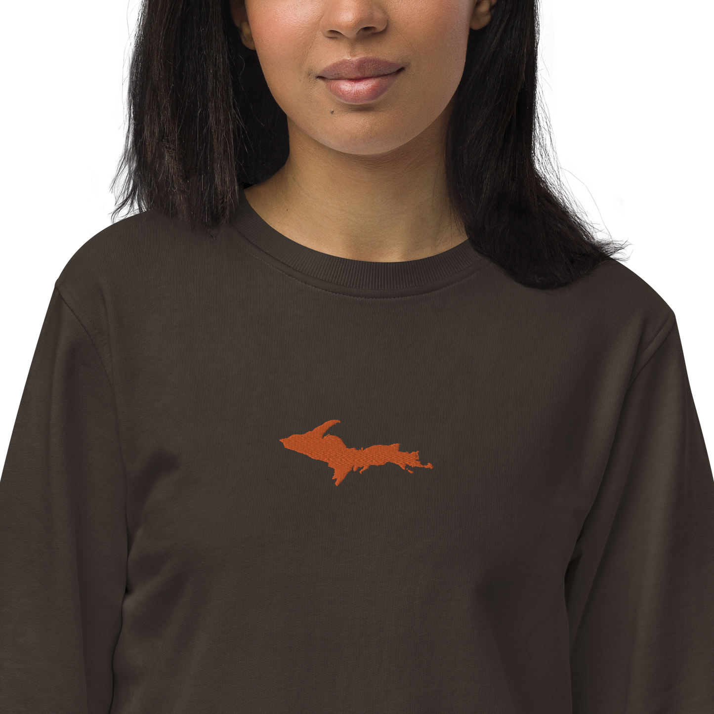 Michigan Upper Peninsula Sweatshirt (w/ Embroidered Orange UP Outline) | Unisex Organic