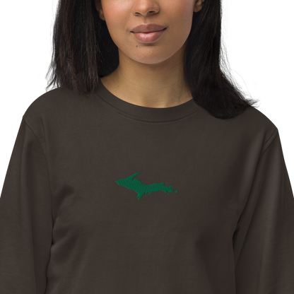 Michigan Upper Peninsula Sweatshirt (w/ Embroidered Green UP Outline) | Unisex Organic