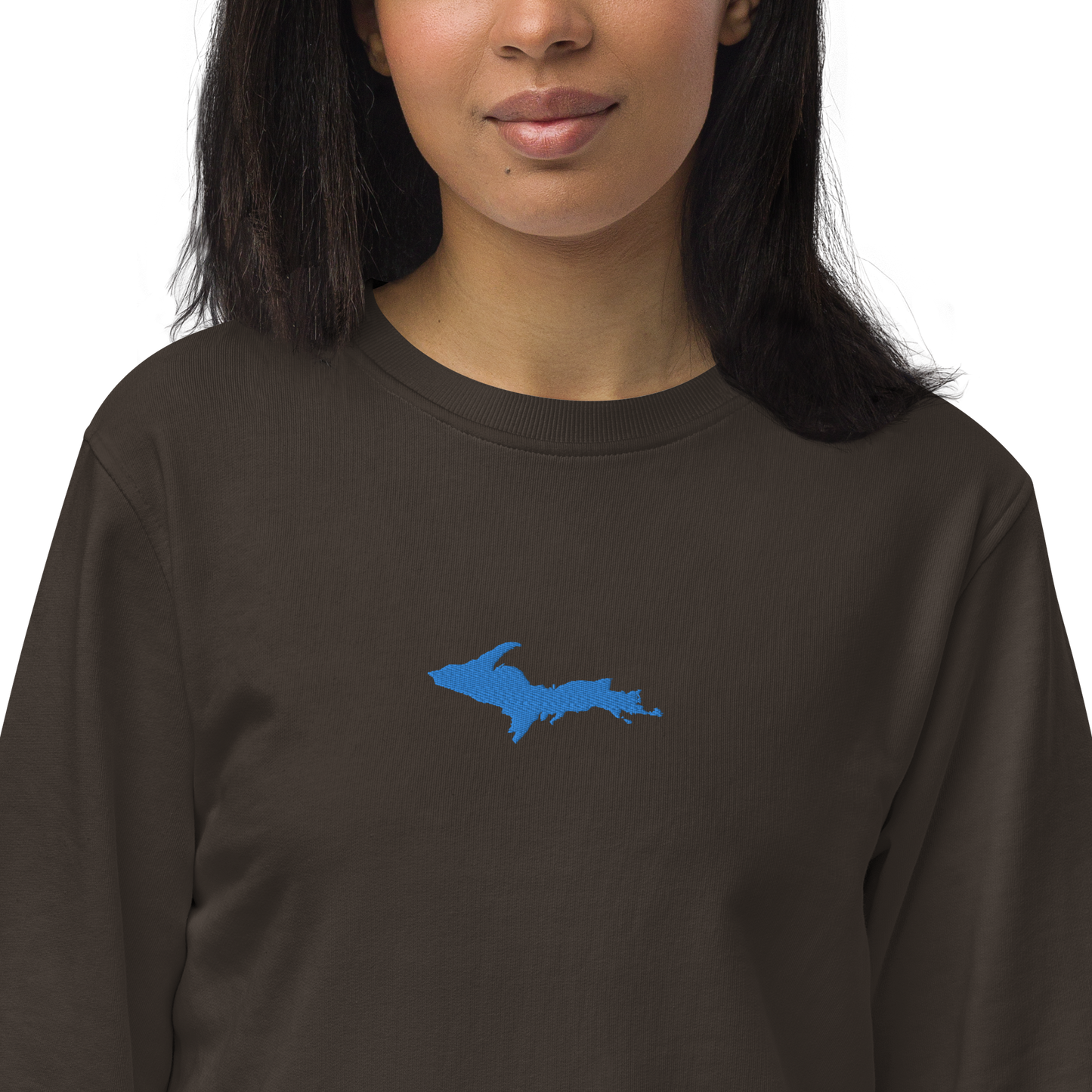 Michigan Upper Peninsula Sweatshirt (w/ Embroidered Azure UP Outline) | Unisex Organic