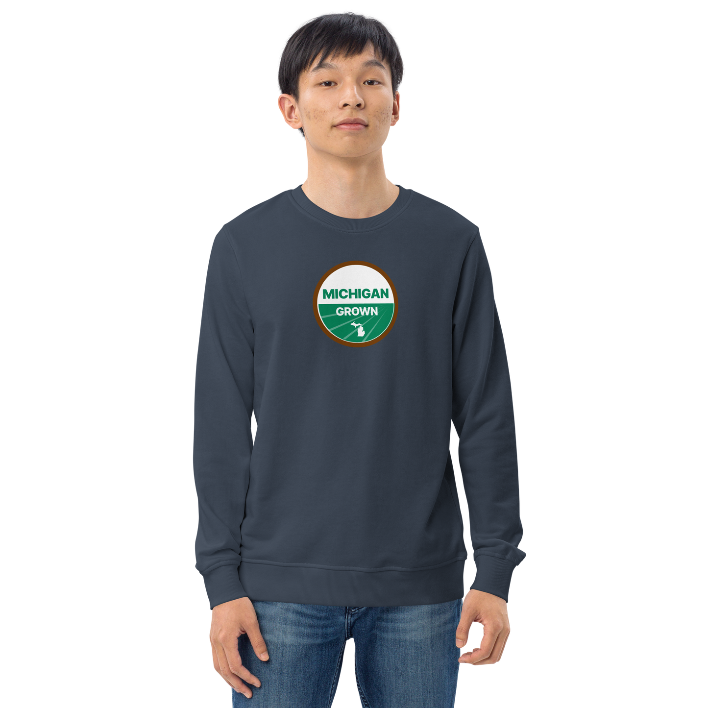 'Michigan Grown' Sweatshirt (Agricultural Certification Parody) | Unisex Organic