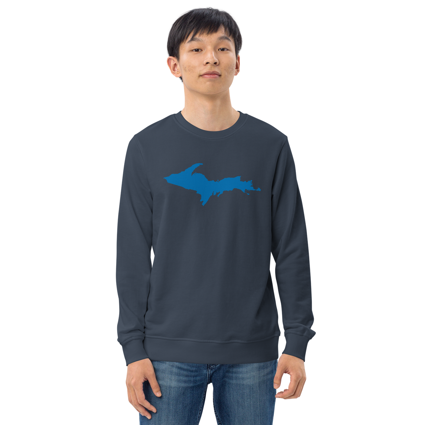 Michigan Upper Peninsula Organic Sweatshirt (w/ Azure UP Outline)