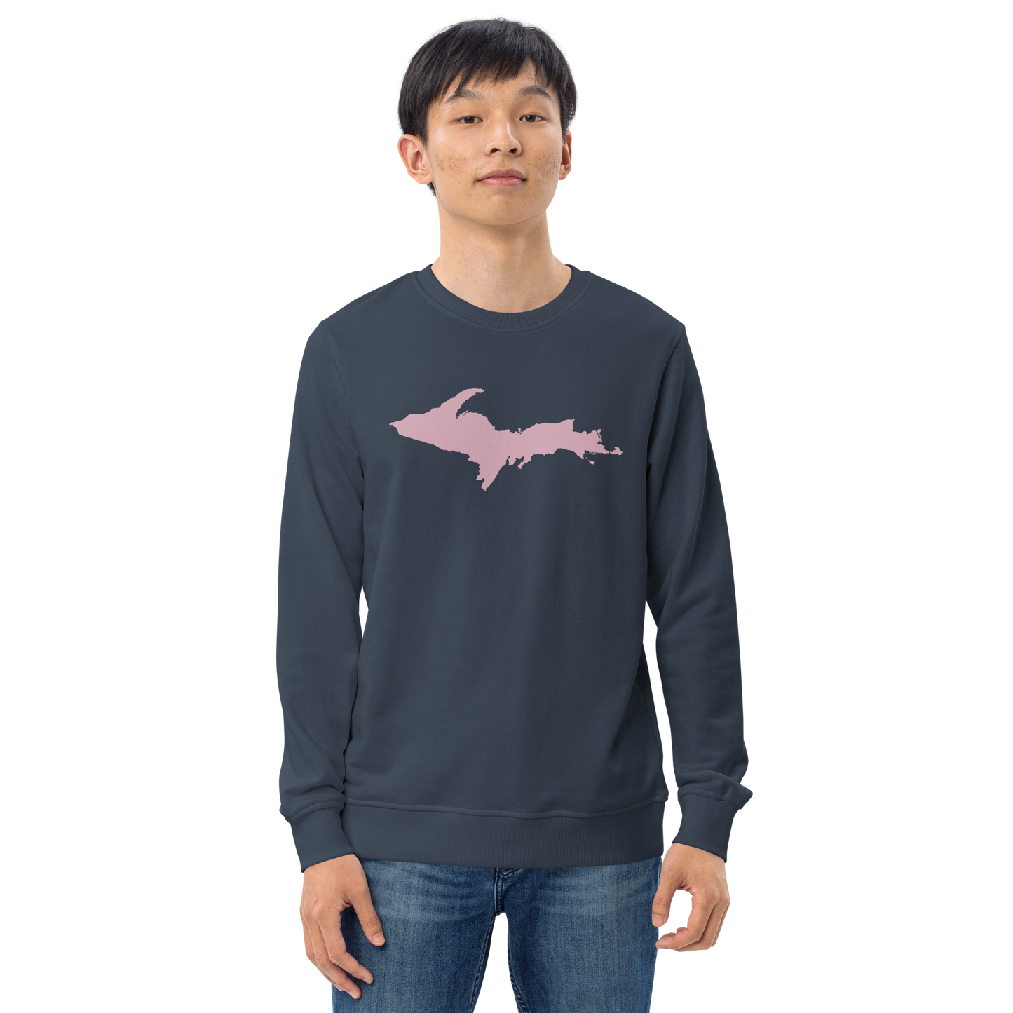 Michigan Upper Peninsula Organic Sweatshirt (w/ Pink UP Outline)