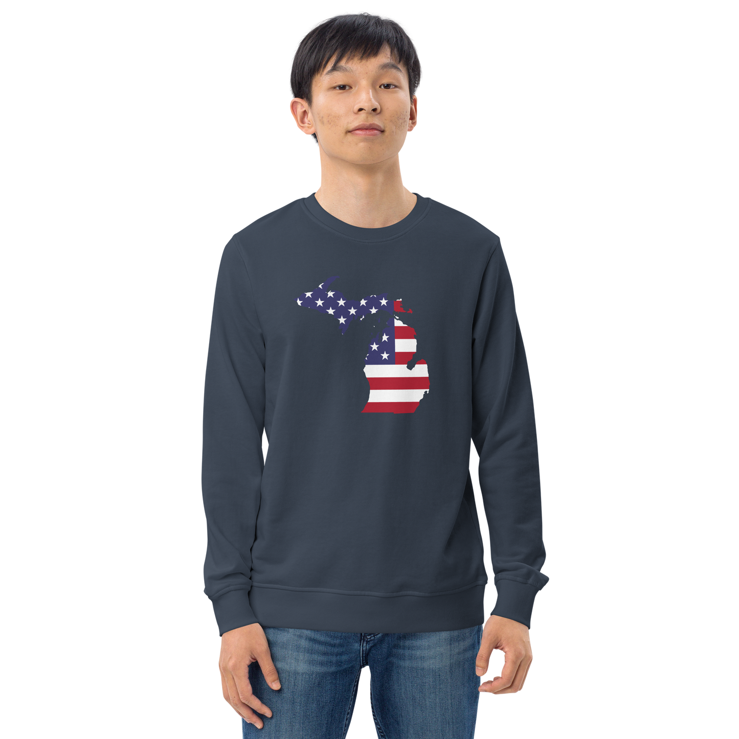 Michigan Organic Sweatshirt (w/ MI USA Flag Outline)