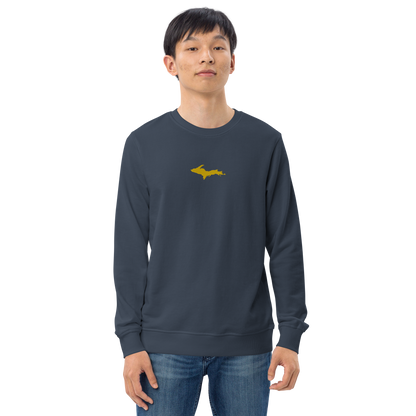 Michigan Upper Peninsula Sweatshirt (w/ Embroidered Gold UP Outline) | Unisex Organic