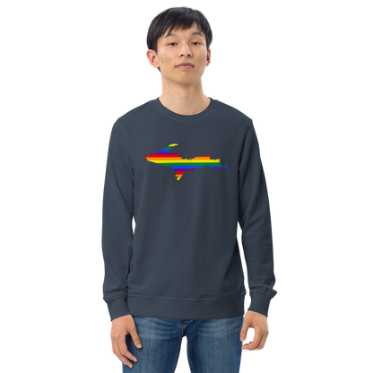 Michigan Upper Peninsula Sweatshirt (w/ UP Pride Flag Outline) | Unisex Organic