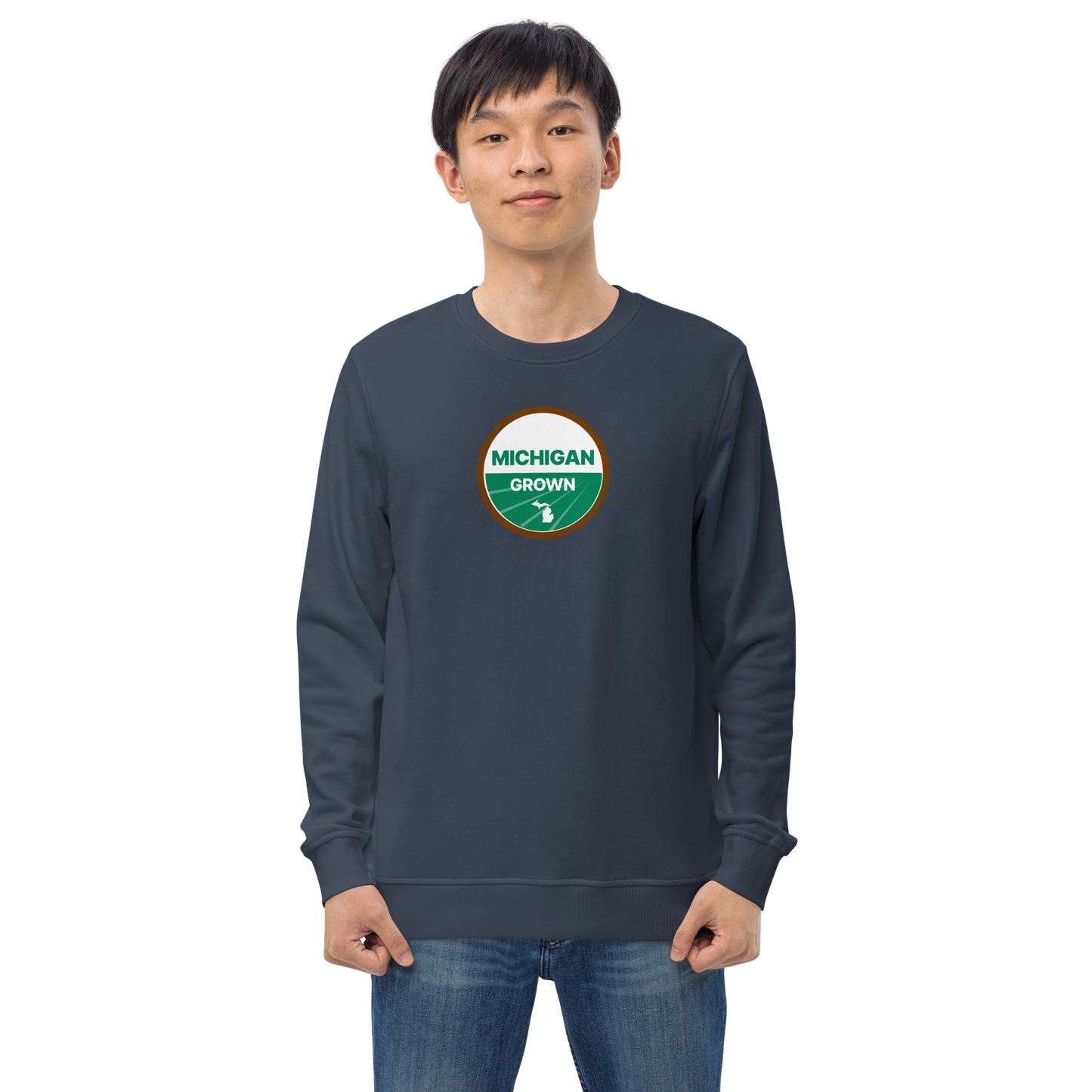 'Michigan Grown' Sweatshirt (Agricultural Certification Parody) | Unisex Organic