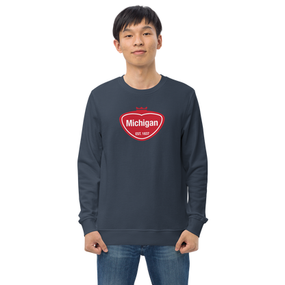 'Michigan EST 1837' Organic Sweatshirt (Local Sodapop Parody)