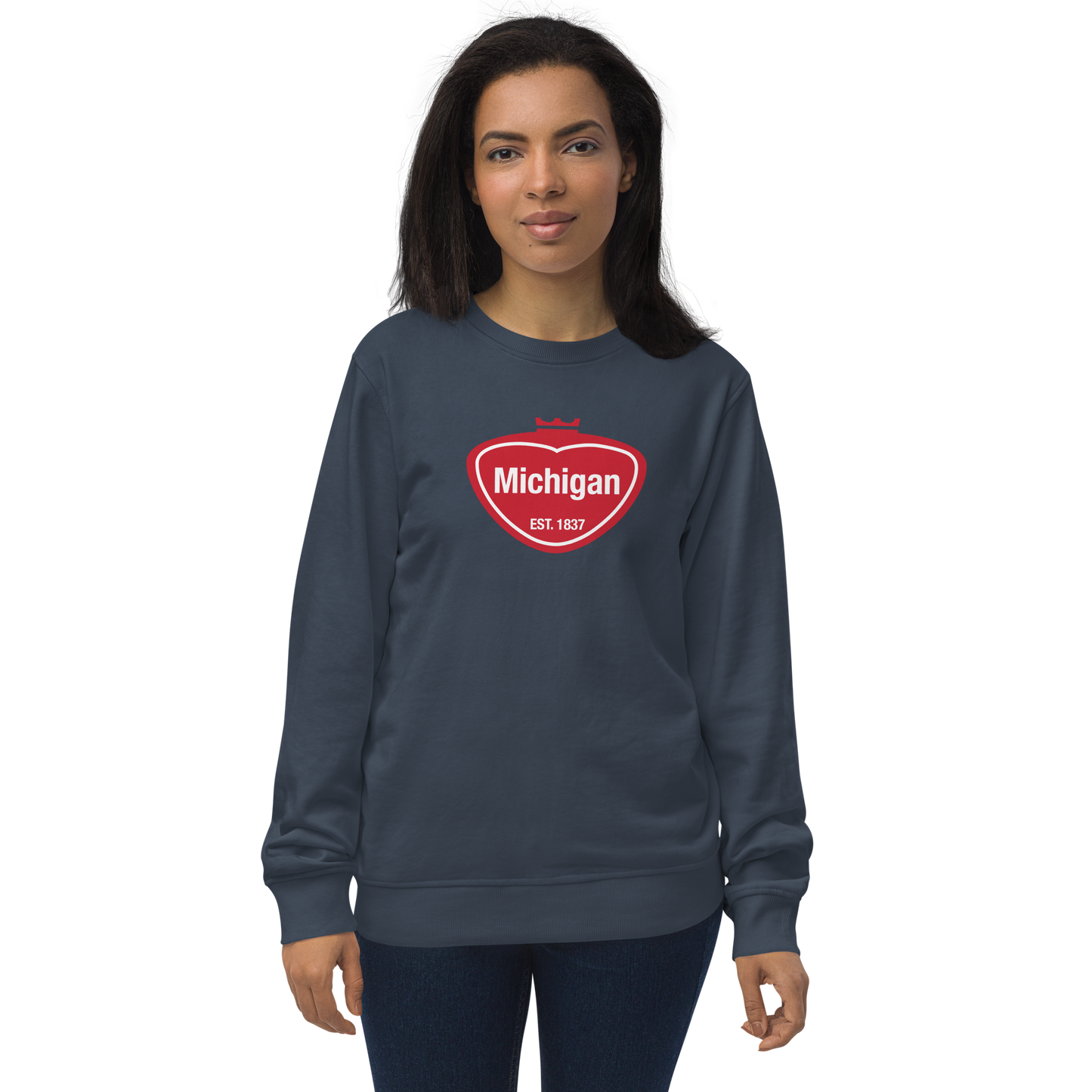 'Michigan EST 1837' Organic Sweatshirt (Local Sodapop Parody)