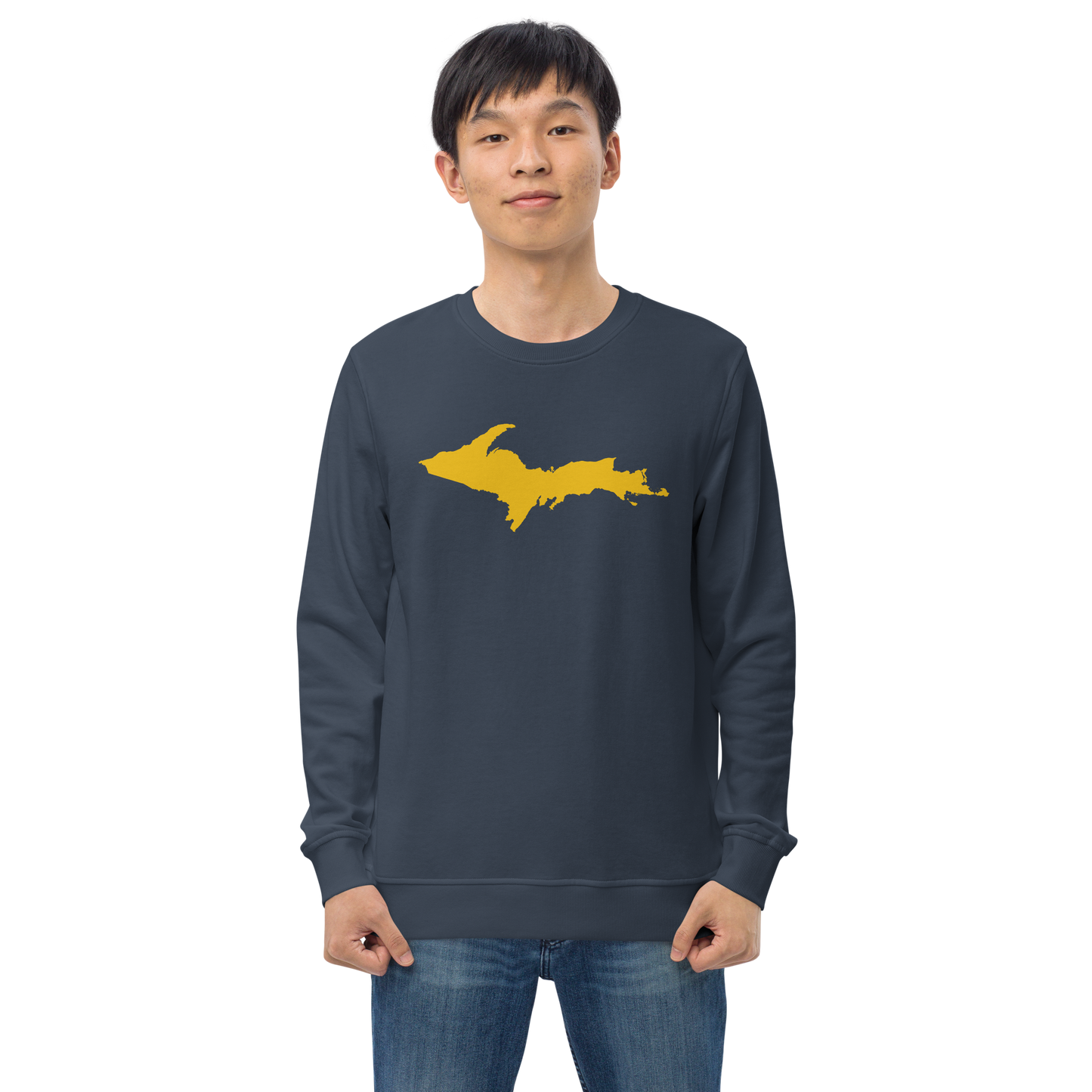 Michigan Upper Peninsula Organic Sweatshirt (w/ Gold UP Outline)