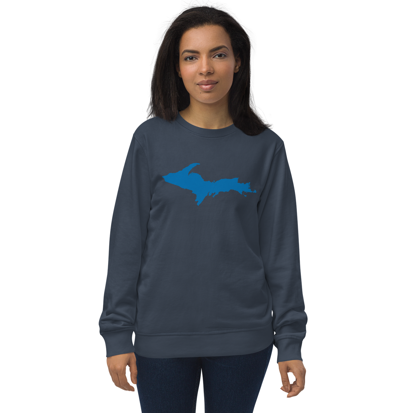 Michigan Upper Peninsula Organic Sweatshirt (w/ Azure UP Outline)