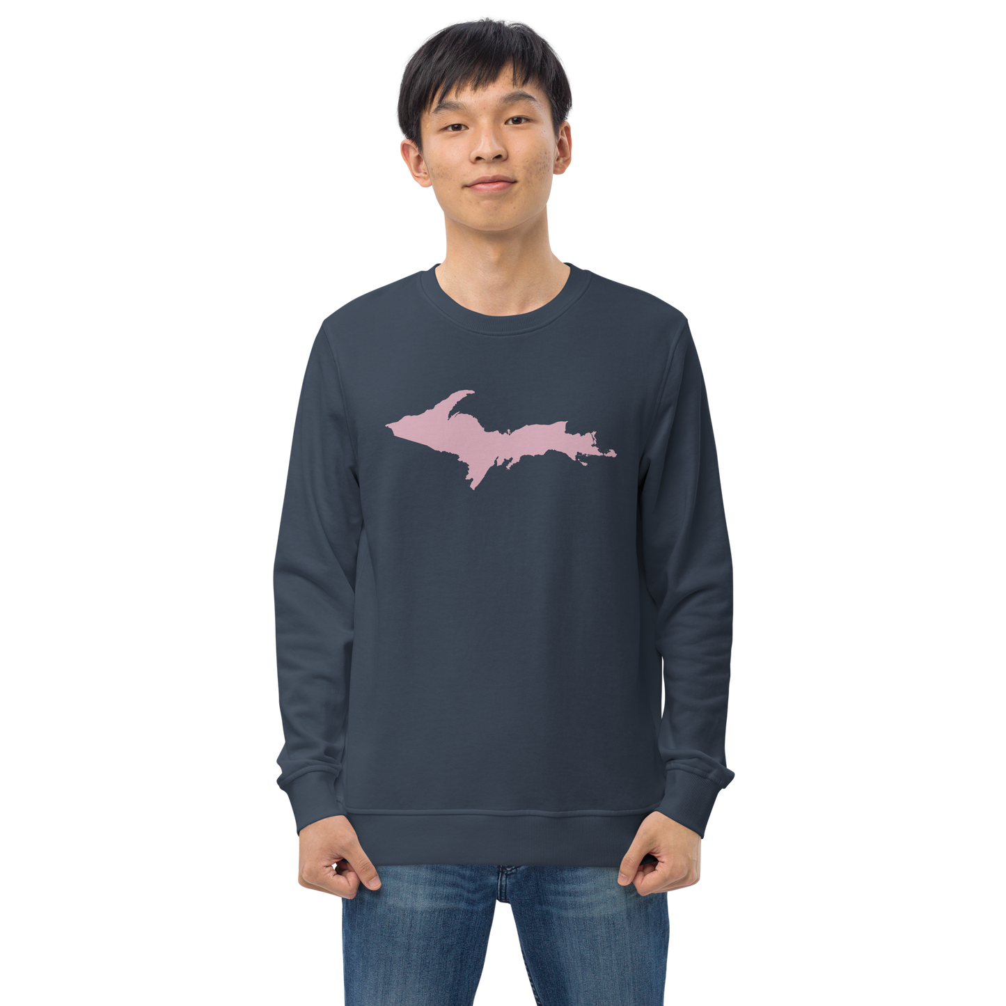 Michigan Upper Peninsula Organic Sweatshirt (w/ Pink UP Outline)