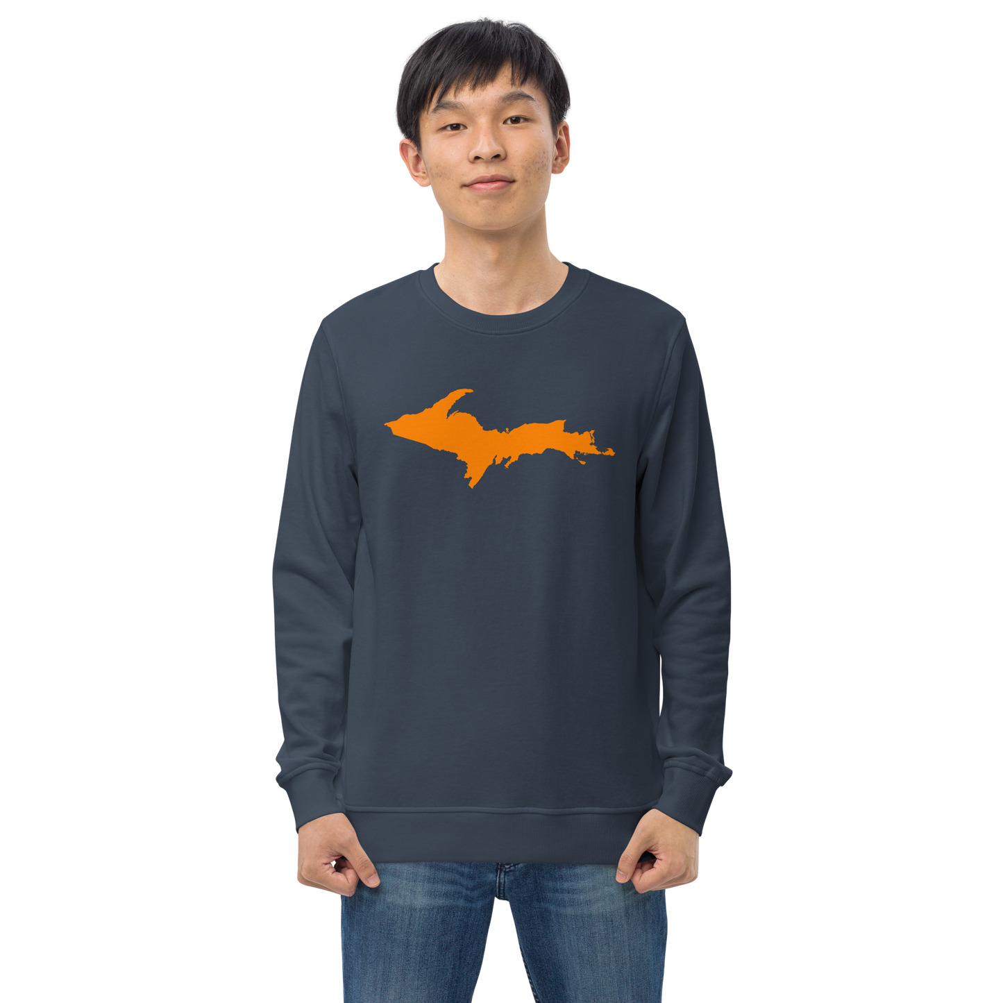 Michigan Upper Peninsula Organic Sweatshirt (w/ Orange UP Outline)