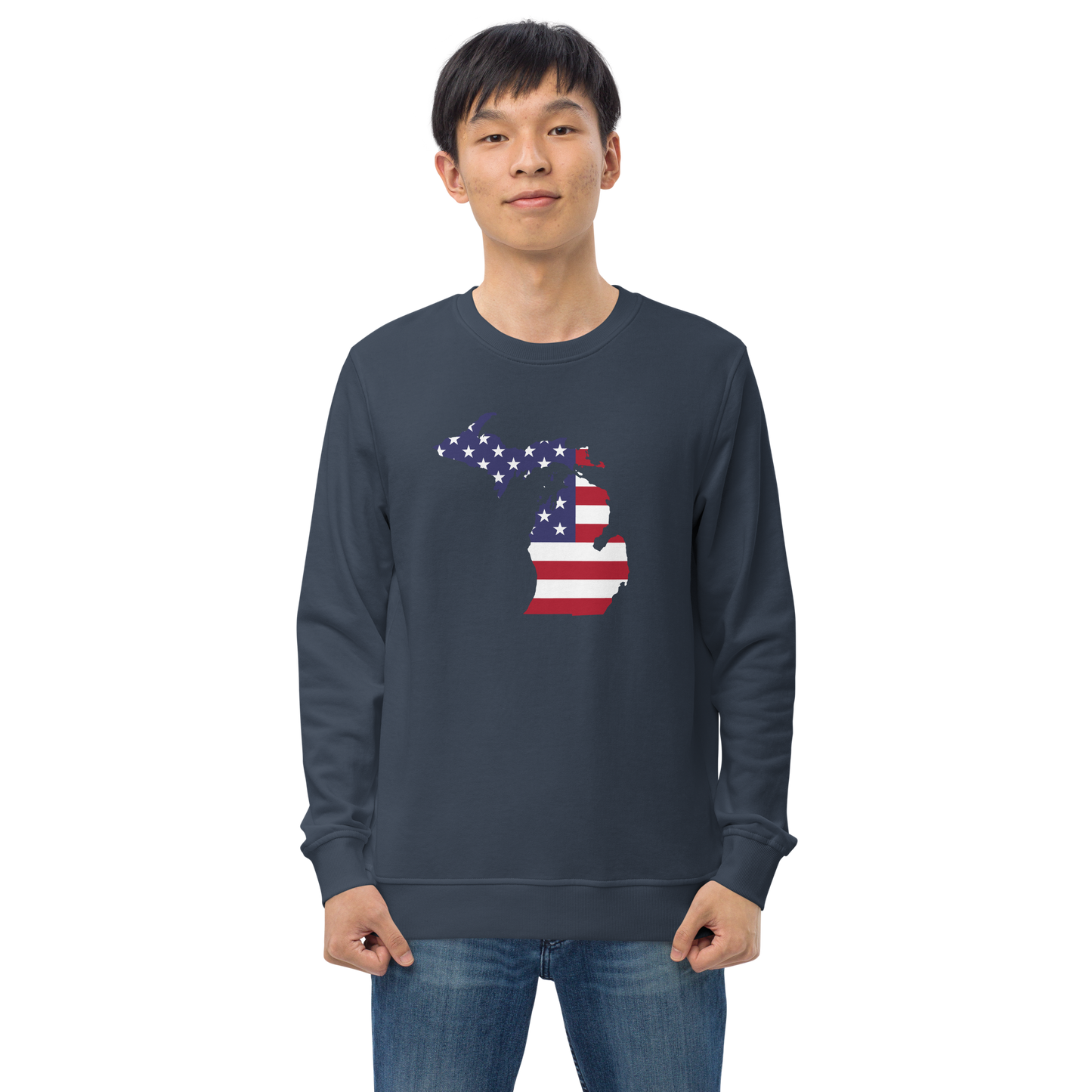 Michigan Organic Sweatshirt (w/ MI USA Flag Outline)