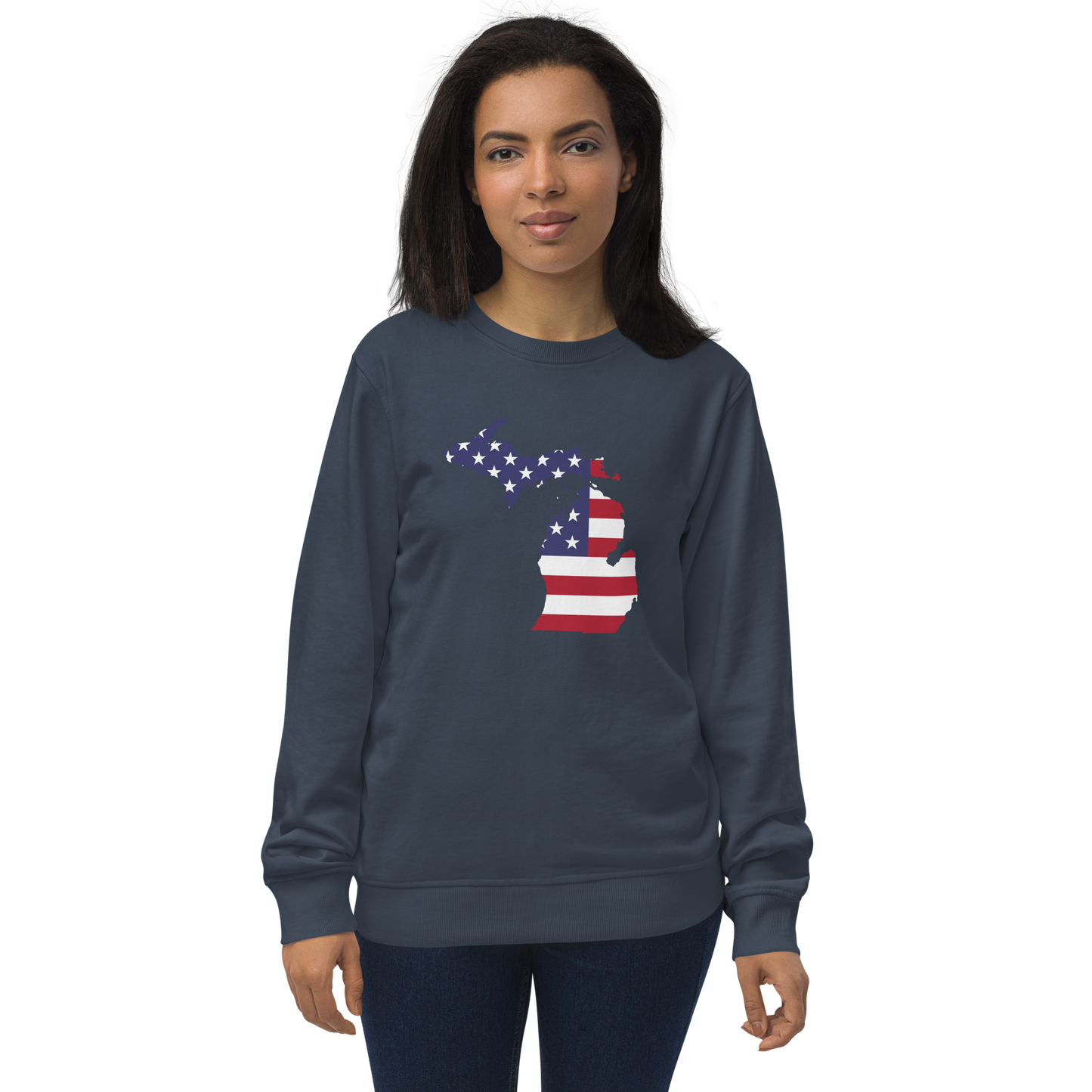 Michigan Organic Sweatshirt (w/ MI USA Flag Outline)