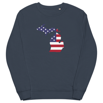 Michigan Organic Sweatshirt (w/ MI USA Flag Outline)