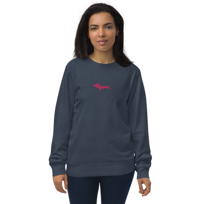 Michigan Upper Peninsula Sweatshirt (w/ Embroidered Pink UP Outline) | Unisex Organic