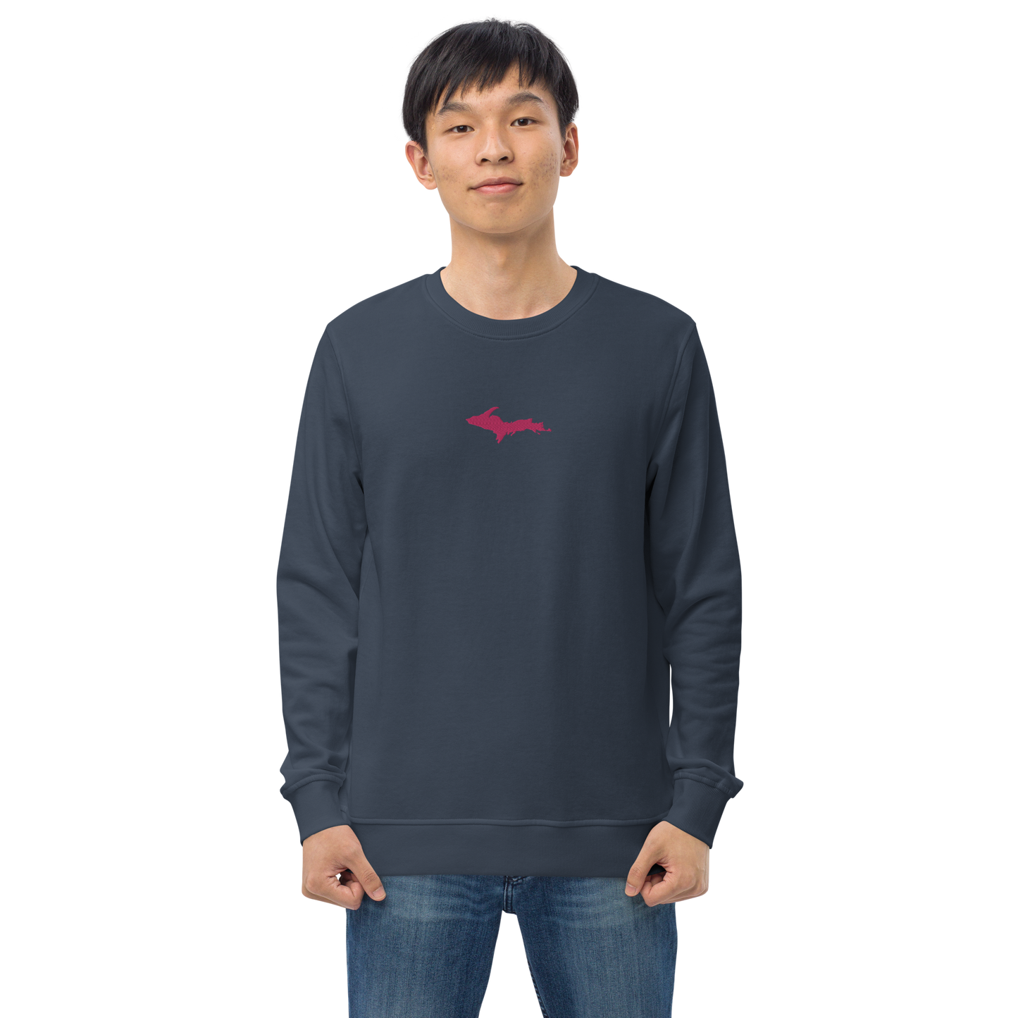 Michigan Upper Peninsula Sweatshirt (w/ Embroidered Pink UP Outline) | Unisex Organic