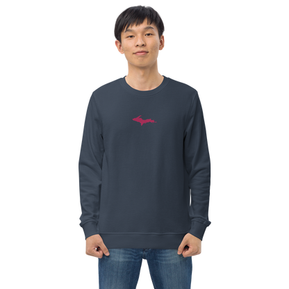 Michigan Upper Peninsula Sweatshirt (w/ Embroidered Pink UP Outline) | Unisex Organic