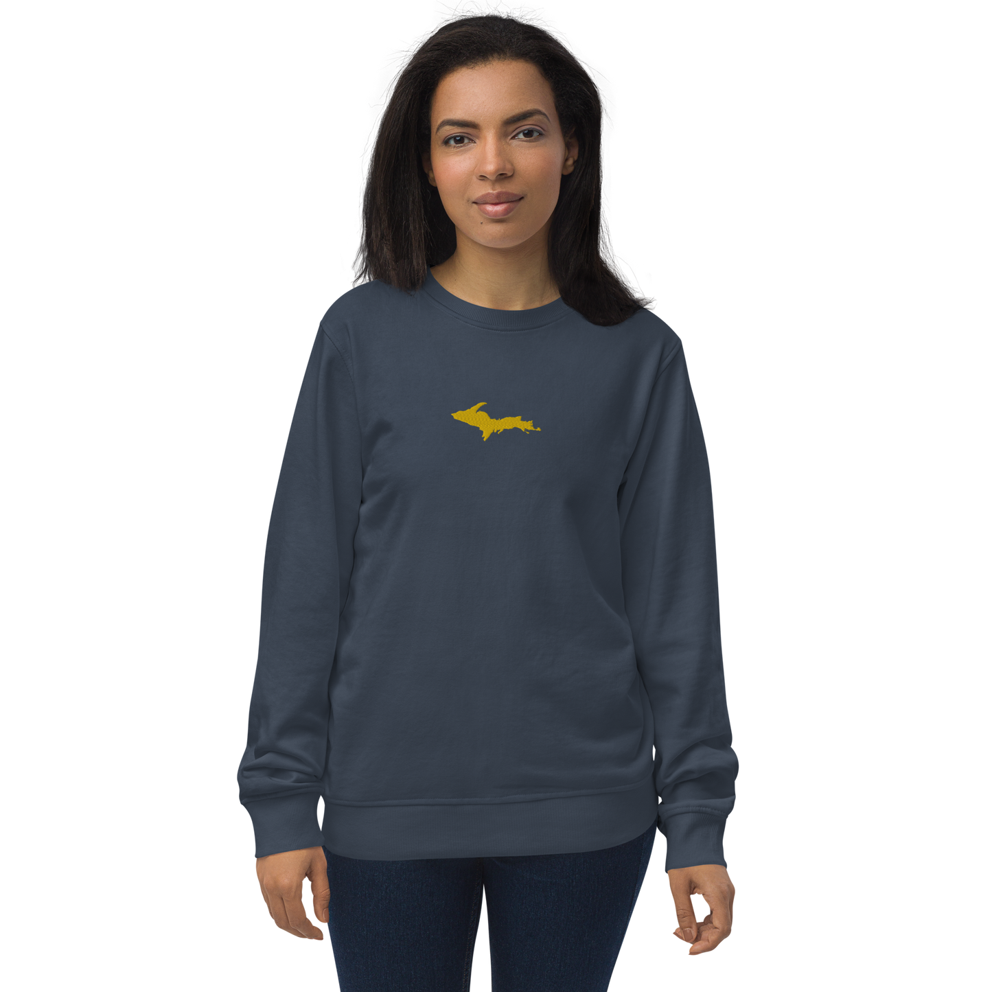 Michigan Upper Peninsula Sweatshirt (w/ Embroidered Gold UP Outline) | Unisex Organic