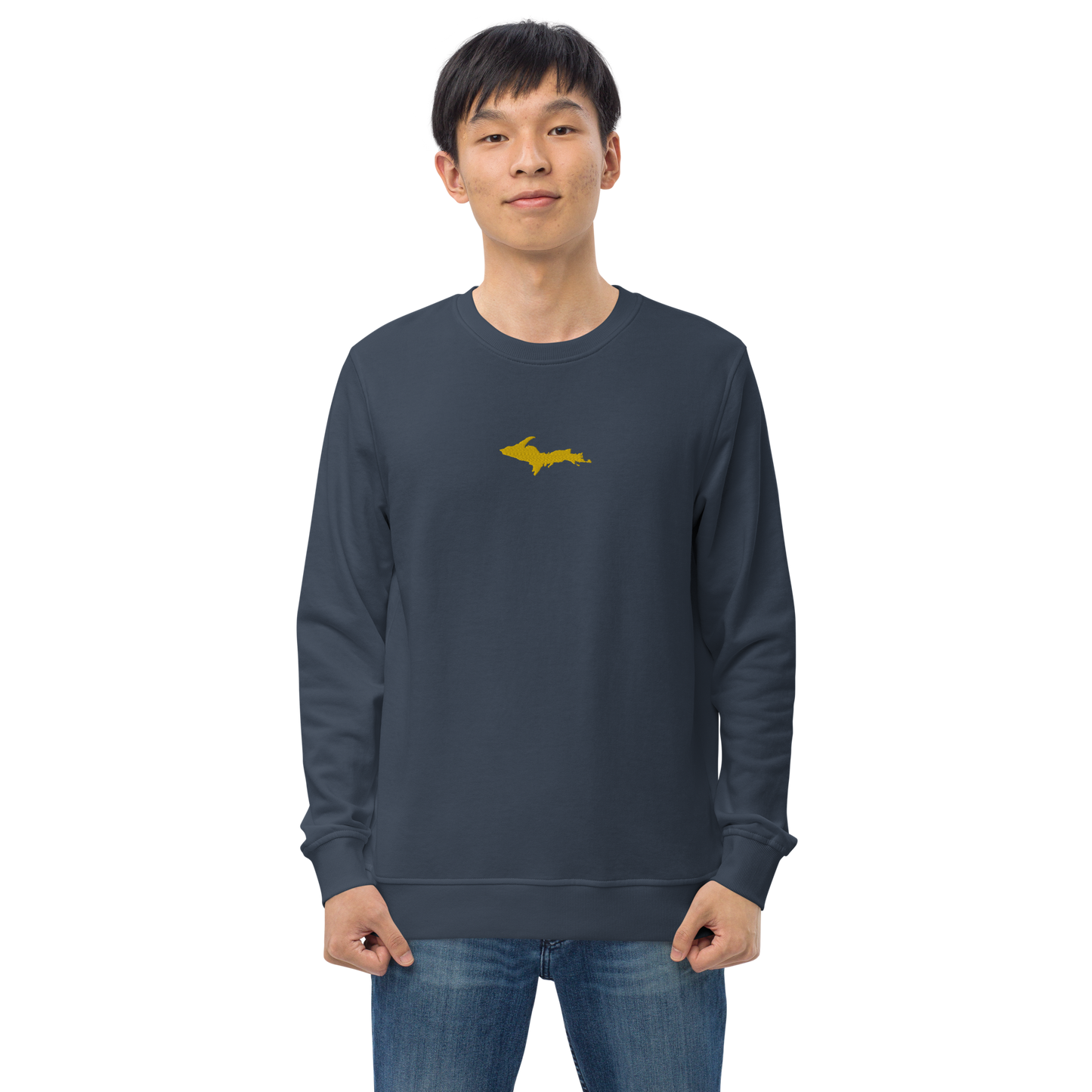 Michigan Upper Peninsula Sweatshirt (w/ Embroidered Gold UP Outline) | Unisex Organic