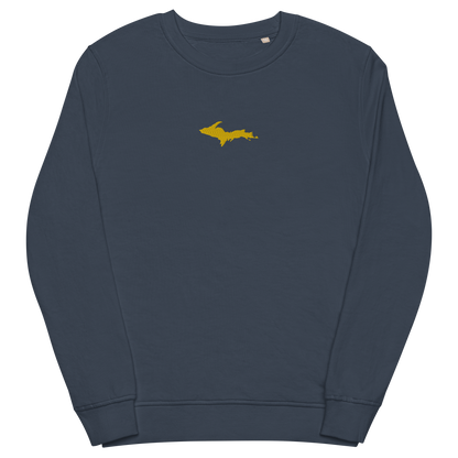 Michigan Upper Peninsula Sweatshirt (w/ Embroidered Gold UP Outline) | Unisex Organic