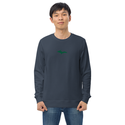 Michigan Upper Peninsula Sweatshirt (w/ Embroidered Green UP Outline) | Unisex Organic