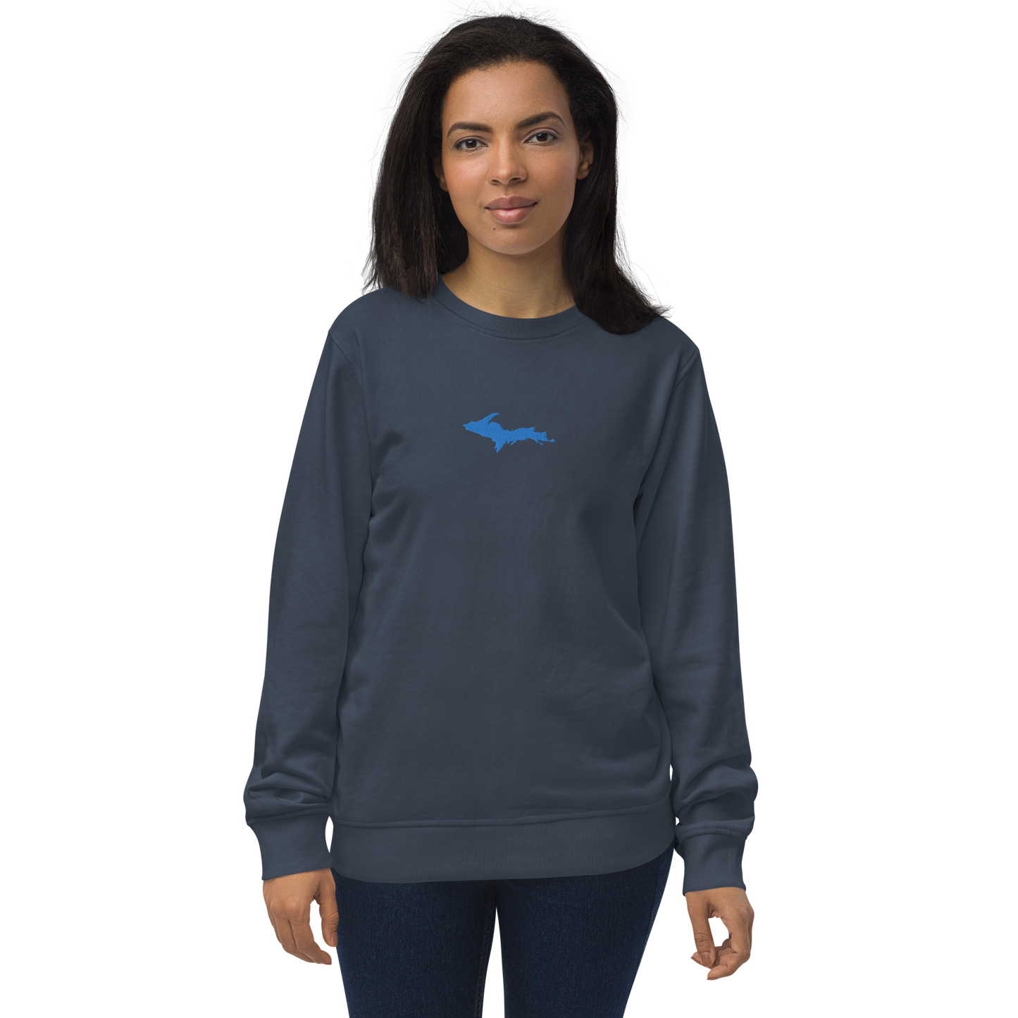 Michigan Upper Peninsula Sweatshirt (w/ Embroidered Azure UP Outline) | Unisex Organic