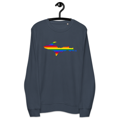 Michigan Upper Peninsula Sweatshirt (w/ UP Pride Flag Outline) | Unisex Organic