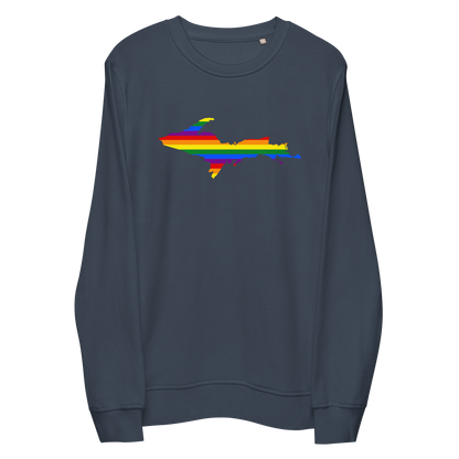 Michigan Upper Peninsula Sweatshirt (w/ UP Pride Flag Outline) | Unisex Organic