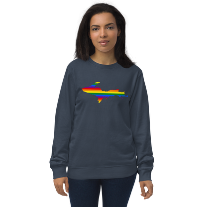 Michigan Upper Peninsula Sweatshirt (w/ UP Pride Flag Outline) | Unisex Organic