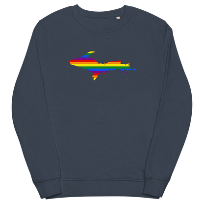 Michigan Upper Peninsula Sweatshirt (w/ UP Pride Flag Outline) | Unisex Organic