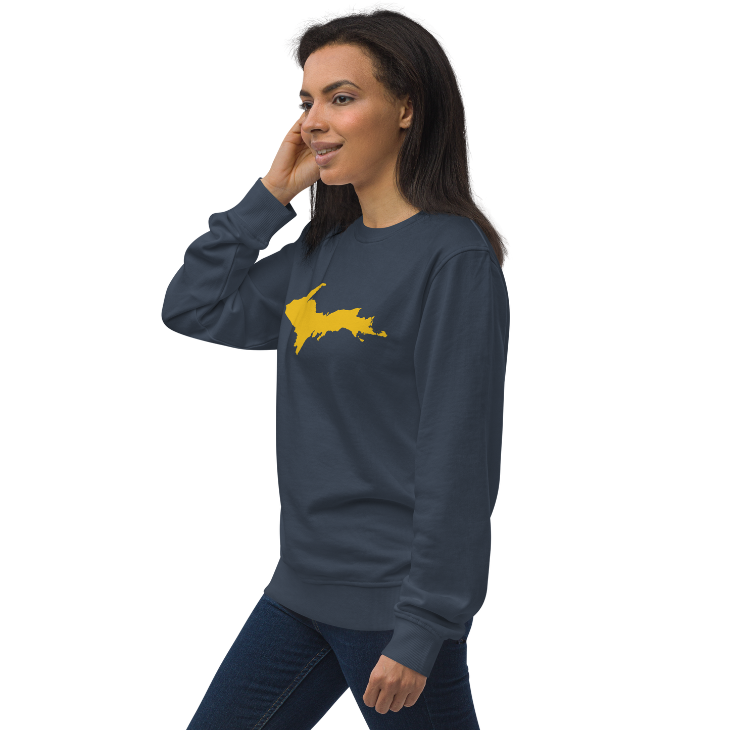 Michigan Upper Peninsula Organic Sweatshirt (w/ Gold UP Outline)