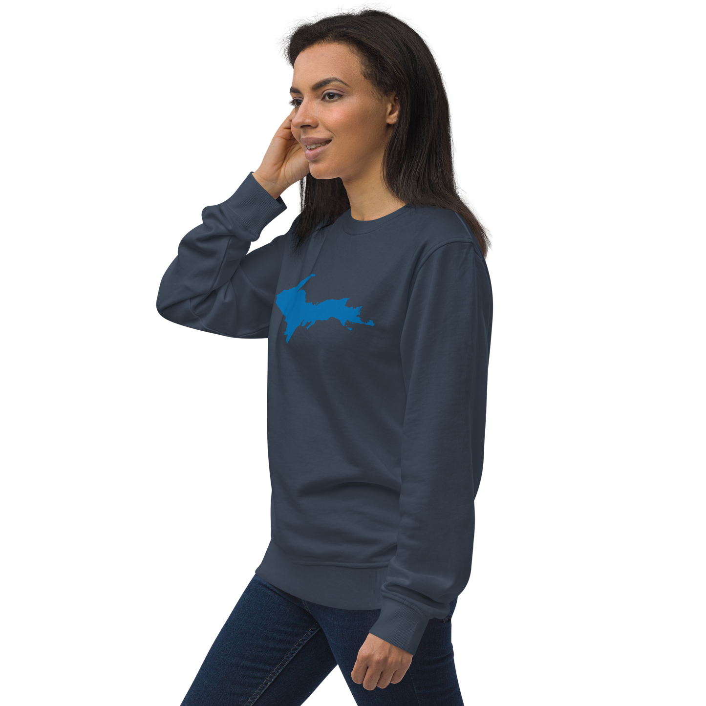 Michigan Upper Peninsula Organic Sweatshirt (w/ Azure UP Outline)