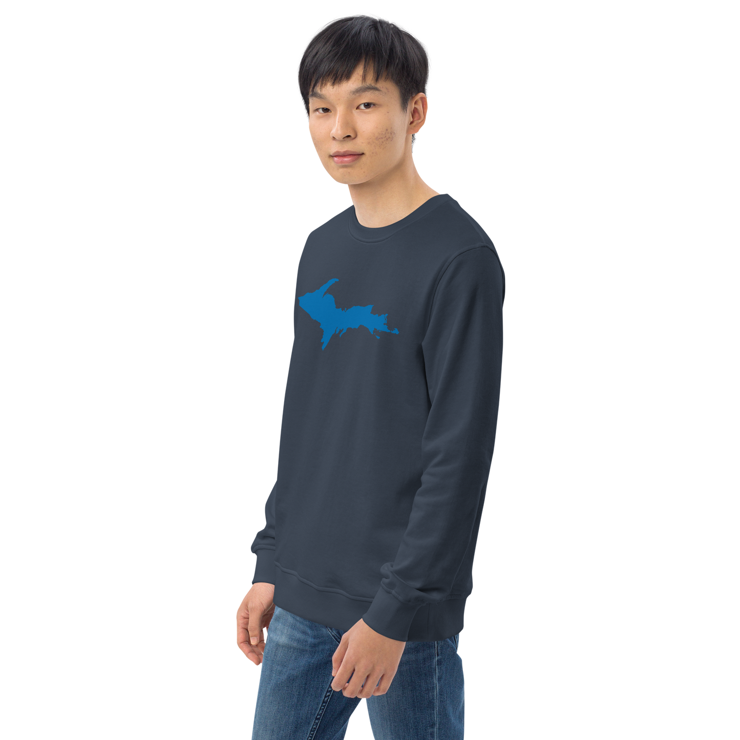 Michigan Upper Peninsula Organic Sweatshirt (w/ Azure UP Outline)