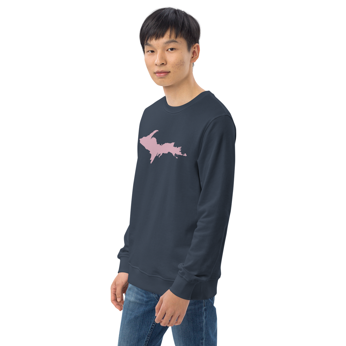 Michigan Upper Peninsula Organic Sweatshirt (w/ Pink UP Outline)