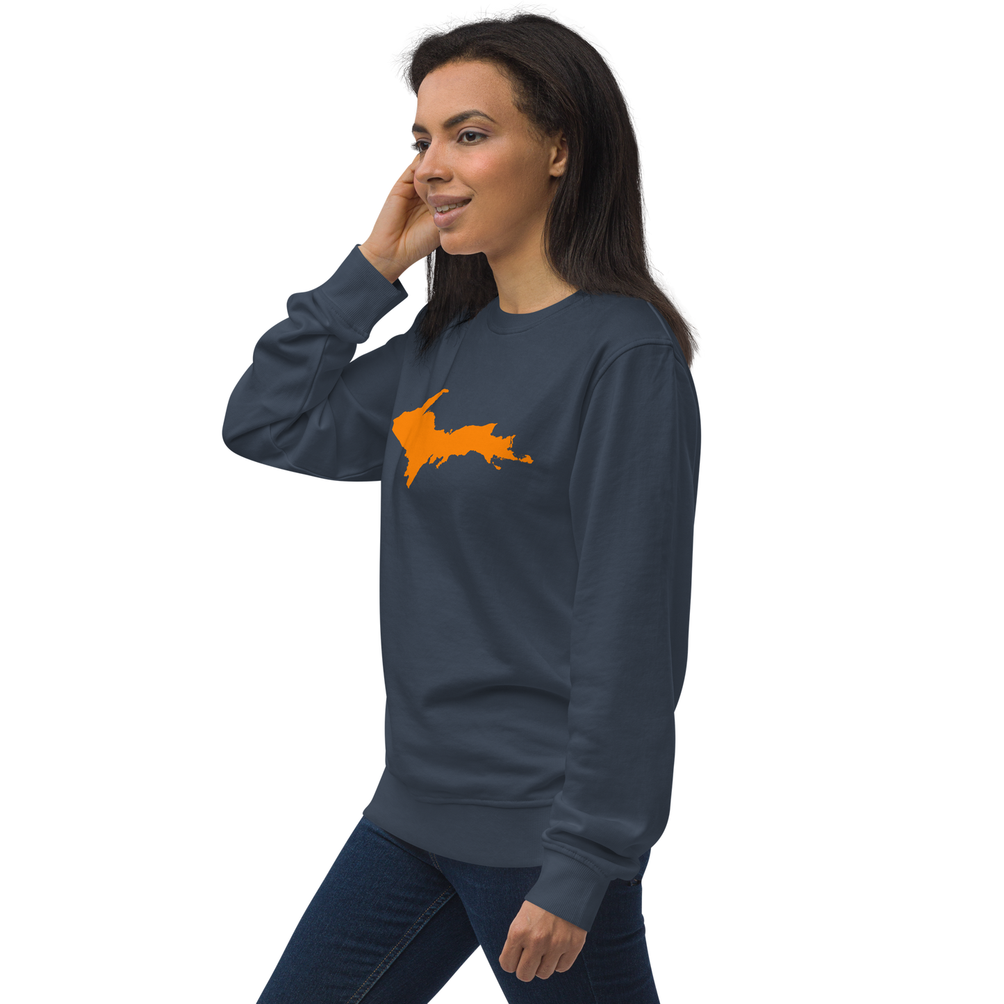 Michigan Upper Peninsula Organic Sweatshirt (w/ Orange UP Outline)