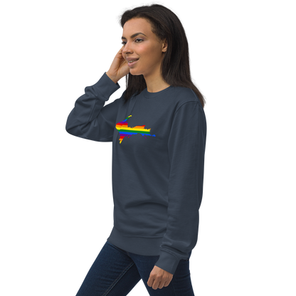 Michigan Upper Peninsula Sweatshirt (w/ UP Pride Flag Outline) | Unisex Organic