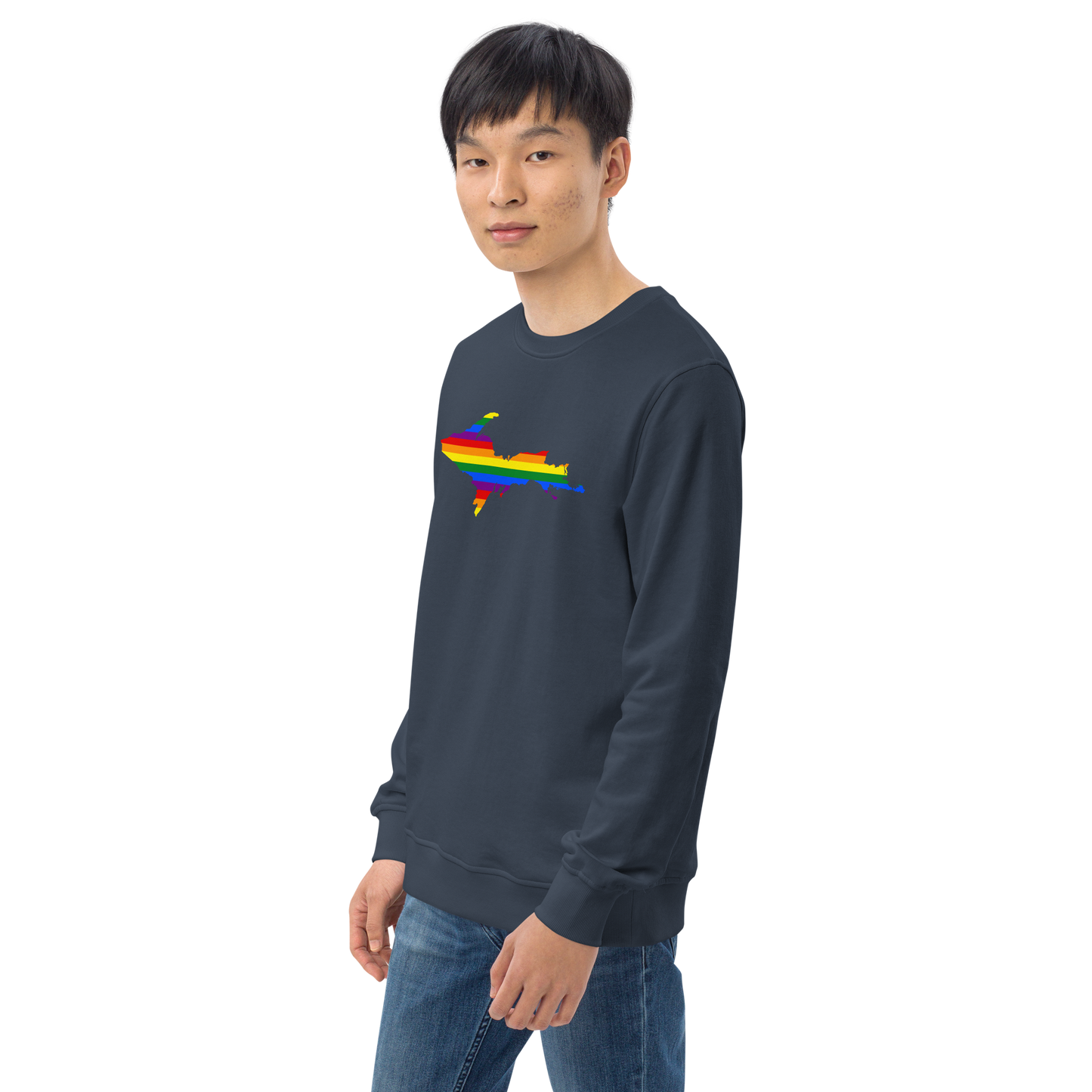 Michigan Upper Peninsula Sweatshirt (w/ UP Pride Flag Outline) | Unisex Organic