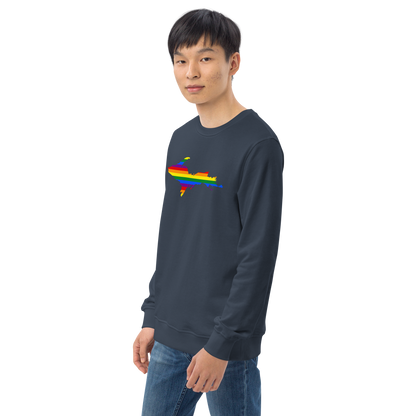 Michigan Upper Peninsula Sweatshirt (w/ UP Pride Flag Outline) | Unisex Organic