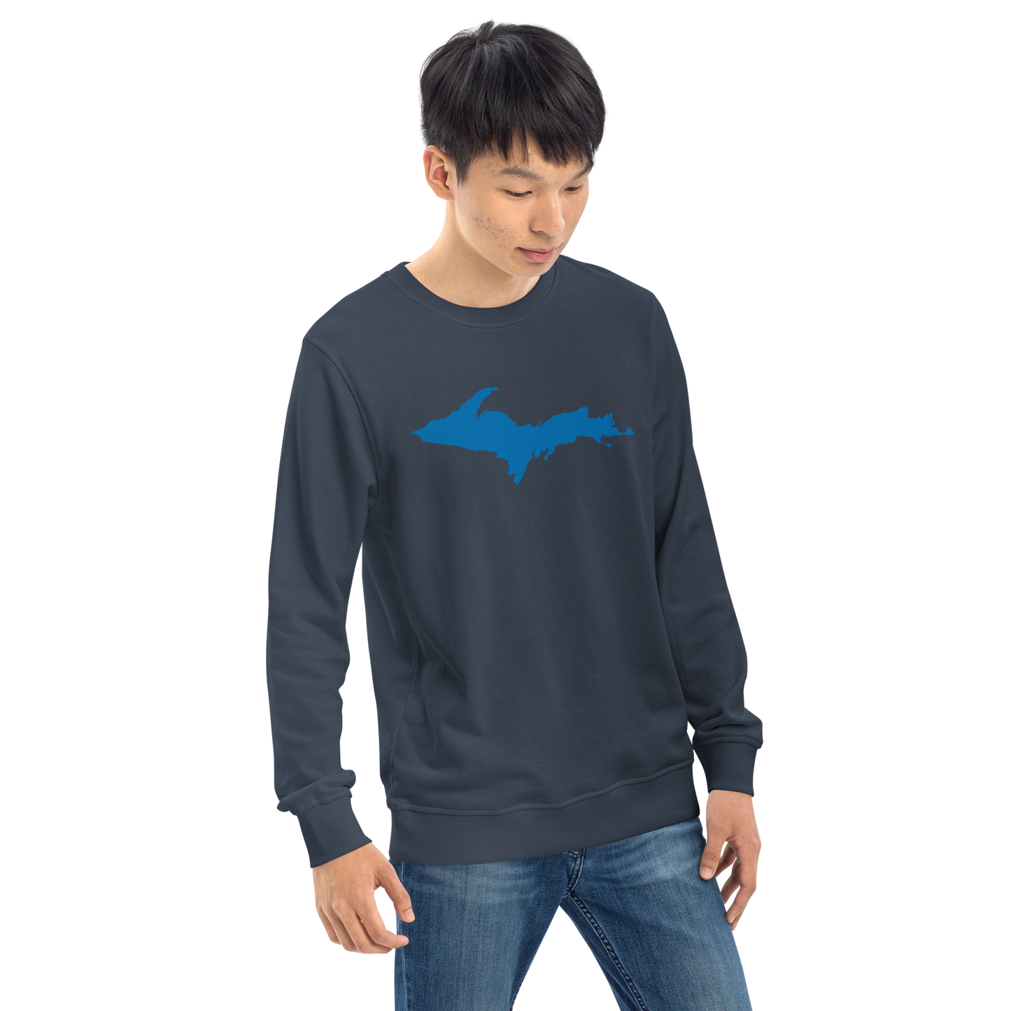 Michigan Upper Peninsula Organic Sweatshirt (w/ Azure UP Outline)