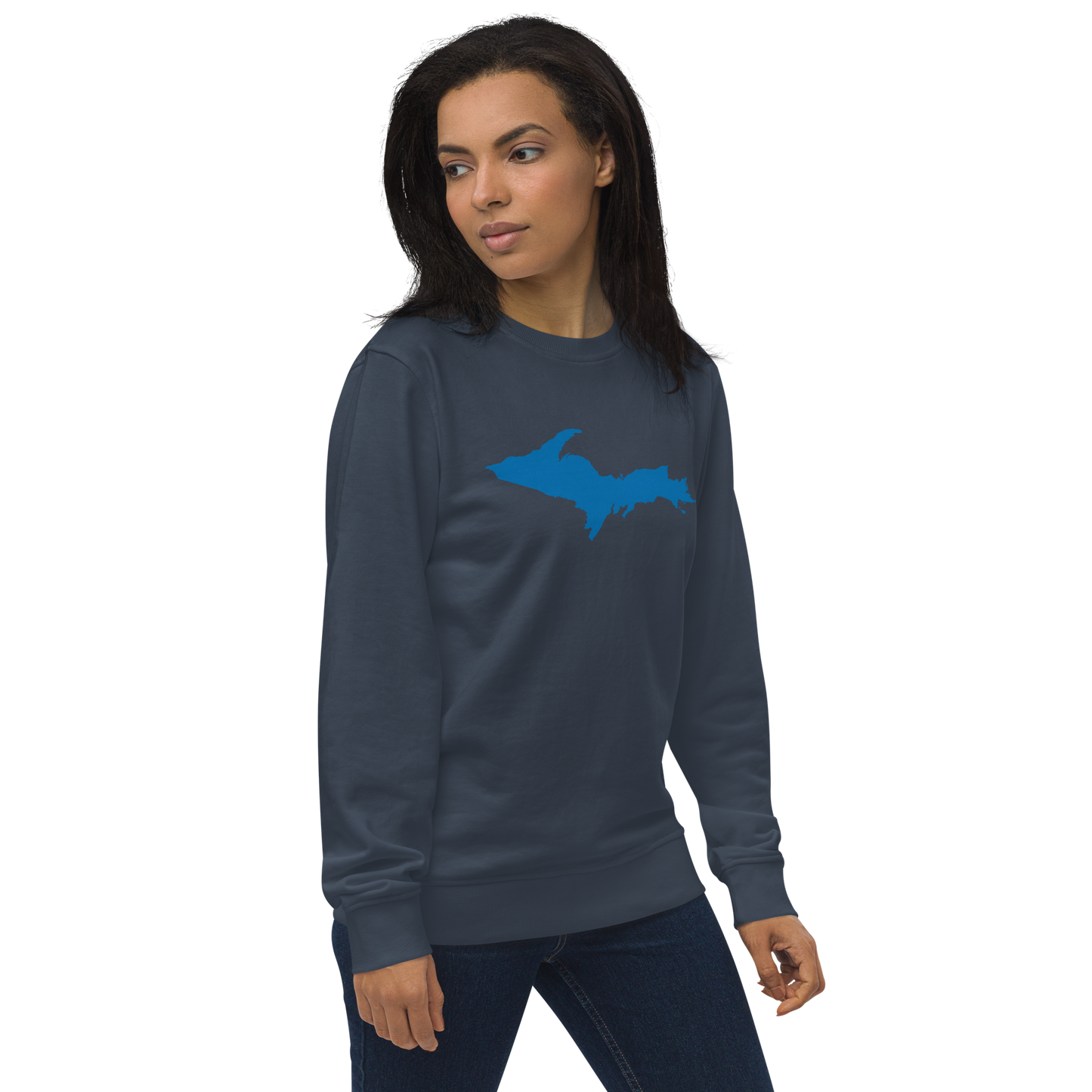 Michigan Upper Peninsula Organic Sweatshirt (w/ Azure UP Outline)