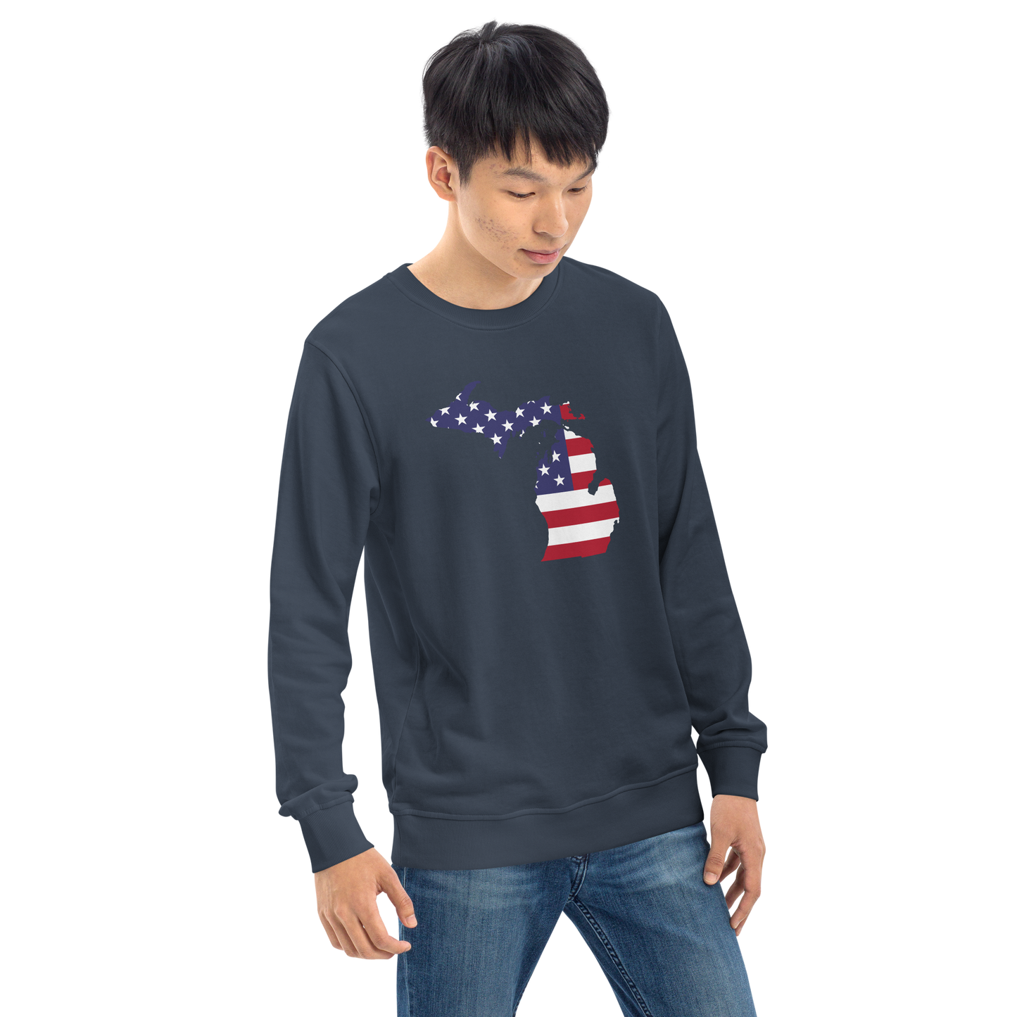 Michigan Organic Sweatshirt (w/ MI USA Flag Outline)