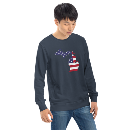 Michigan Organic Sweatshirt (w/ MI USA Flag Outline)