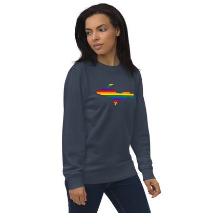 Michigan Upper Peninsula Sweatshirt (w/ UP Pride Flag Outline) | Unisex Organic