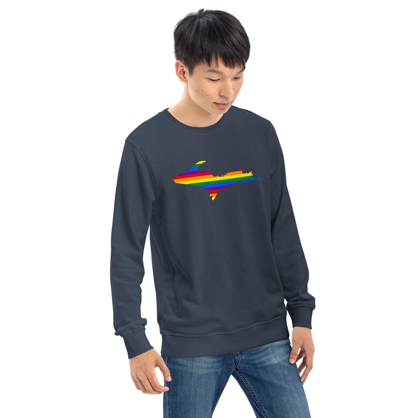 Michigan Upper Peninsula Sweatshirt (w/ UP Pride Flag Outline) | Unisex Organic