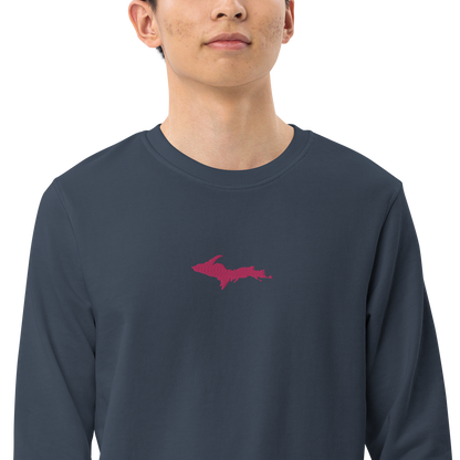 Michigan Upper Peninsula Sweatshirt (w/ Embroidered Pink UP Outline) | Unisex Organic