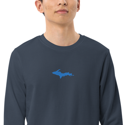 Michigan Upper Peninsula Sweatshirt (w/ Embroidered Azure UP Outline) | Unisex Organic