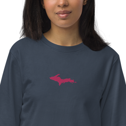 Michigan Upper Peninsula Sweatshirt (w/ Embroidered Pink UP Outline) | Unisex Organic